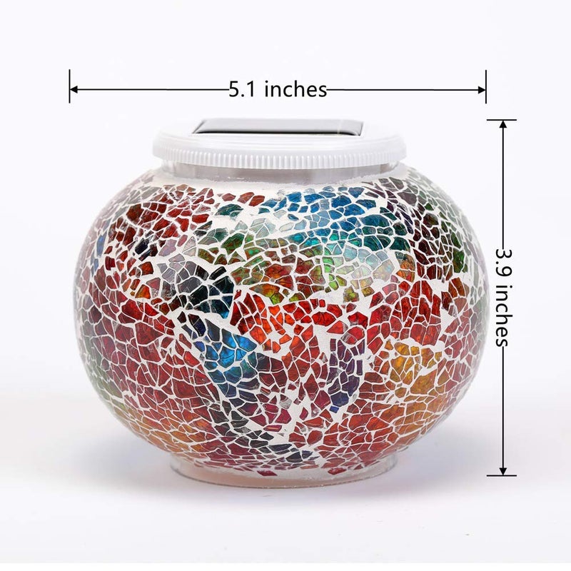 Starryfill Color Changing Mosaic Solar Lights Multicolor Glass Globe LED Light Outdoor and Indoor Waterproof Table Lamps for Garden Pati Party Yard Decorations - Image 4